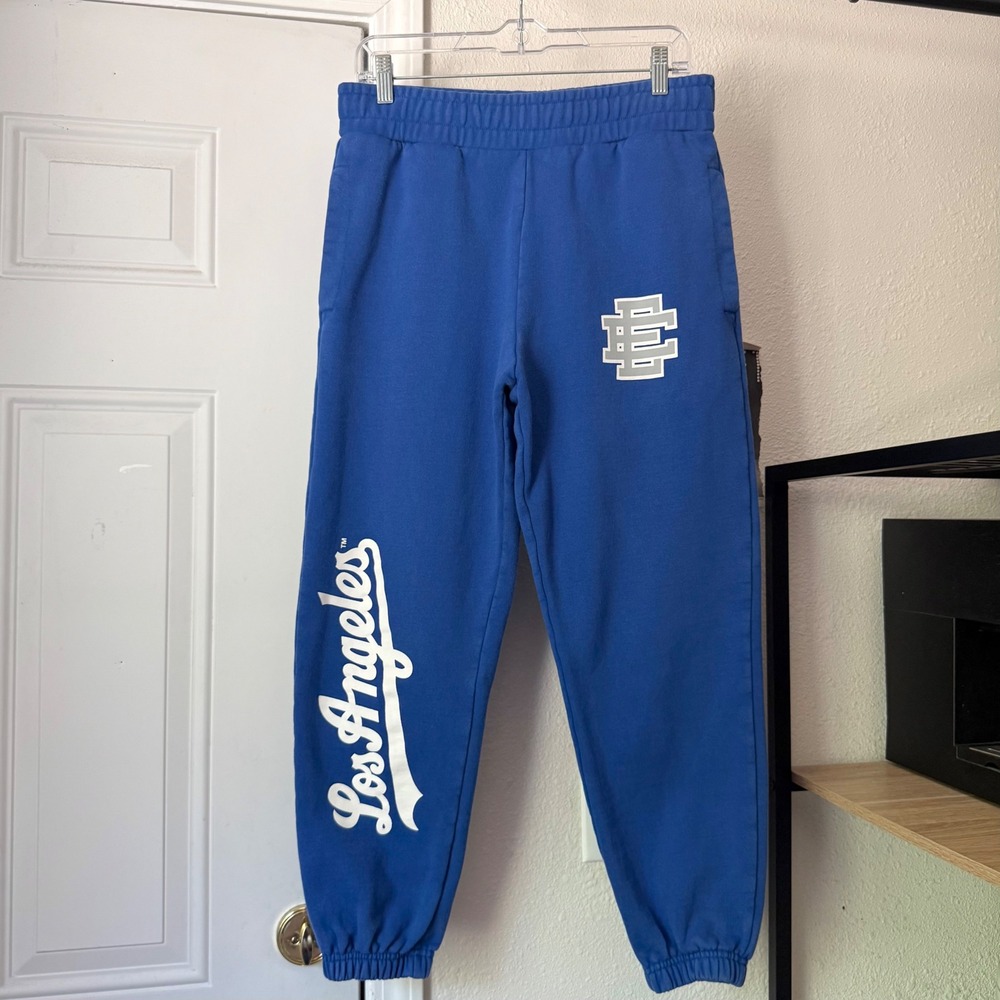 ERIC EMANUEL x NEW ERA blue Los Angeles logo dodgers knit jogger sweat pants